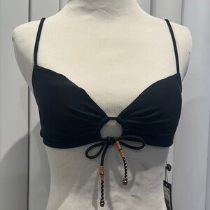 Vix Paulahermanny Black Bikini Top with Beaded Tie